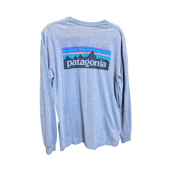 Patagonia Long Sleeve Graphic T-Shirt Men’s Size Medium Gray Logo Tee - Picture 2 of 9